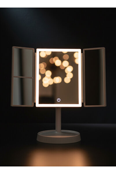 Yallabena Wireless Foldable Makeup Mirror with LED Lights, 2X/3X Magnificatio...