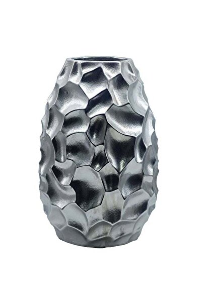 Danube Home Mirabella Silver Ceramic Vase 21x31cm Modern Home Decor Flower Va...