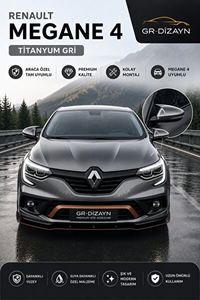 GR-Dizayn RENAULT MEGANE 4 2016+ ARACA ÖZEL BOYALI YARASA AYNA KAPAĞI A+ (TİT...