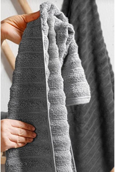 Yıldızan Adn Shop Wavy 4-Piece Towel Set - 100% Cotton (2 Pieces 70X140 - 2 P...