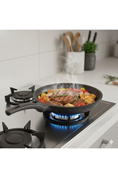 Yıldızan Aluminum Cast Frying Pan |   6mm Thickness, Single Handle Non-Stick ...