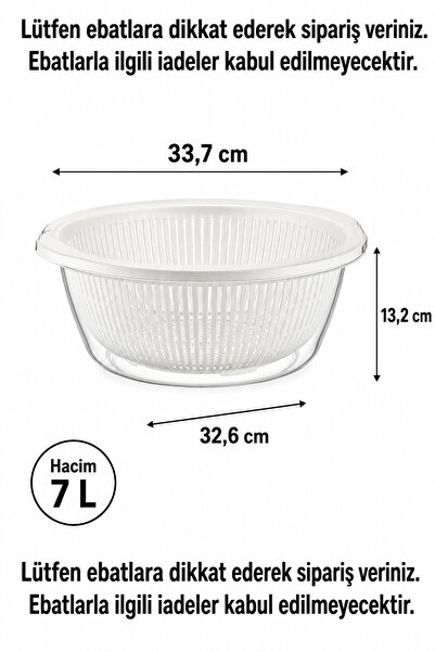 Emofom Medium Size Strainer Container 7 Lt Badyalı Strainer Set & Pasta Strainer & Vegetable Fruit Washing Strainer Container