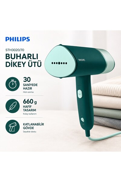 Philips Buharlı Dikey Ütü 1000W Güç 20 g/dk Sürekli Buhar 30 Saniyede Hazır