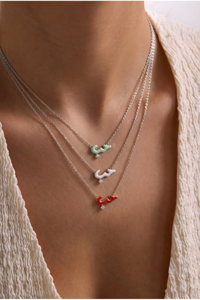 Minon Jewelry Hubb Arapça Aşk Yazılı Mineli Tektaşlı Kolye - 925 Ayar Gümüş Ş...