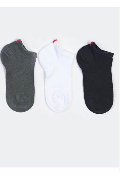Katia&Bony Run 3-Pack Men's Basic Booties Socks Black/White/Grey
