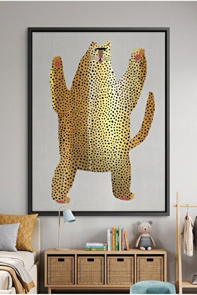 Jasmine Art Dancing Leopard Kids Wall Art | Portrait Framed Canvas Print with...