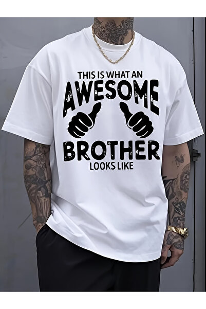 128 "Thus, the Awesome Brother Looks" - Thumbs up Graphic Retro T-Shirt for B...