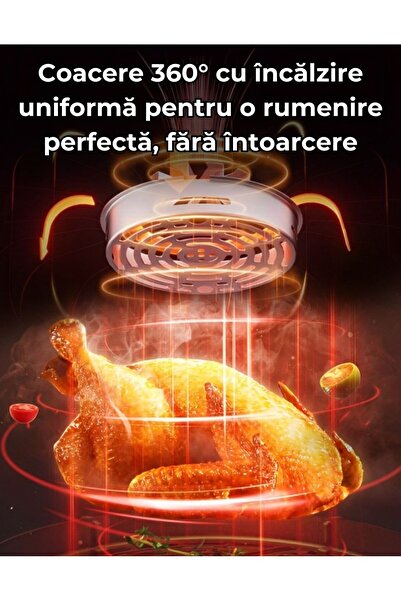 Medeyatech Friteuza profesionala cu aer cald 3 in1 digitala fara ulei Medeyatech™Airfryer, 1700W, capacitate 12l, Control touch, Timer, Display LED, 11 Programe Presetate, Protectie supraincalzire, Negru-auriu