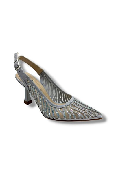 Cakgo Desire 467-26 Satin Silvery Stone Thin Heel Women's Evening Dress Shoes