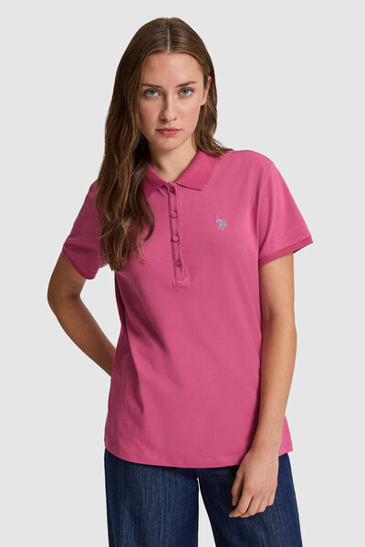 U.S. Polo Assn. Women's Fuchsia Polo Collar Basic T-Shirt 50321818-Vr023