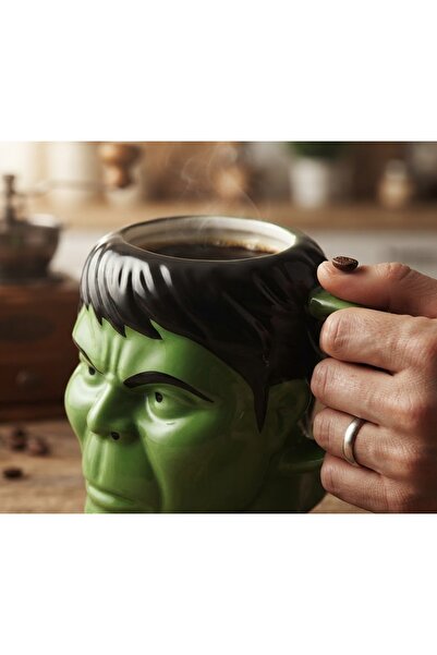 Kuzey Tacı 3D Hulk Kupa Bardak Seramik Özel Tasarım Süper Kahraman Temalı Şık...