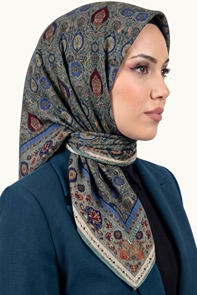 hadiora وشاح نسائي ناعم من القطن العضوي بتصميم زهور وشالات عرقية باللون الأخضر