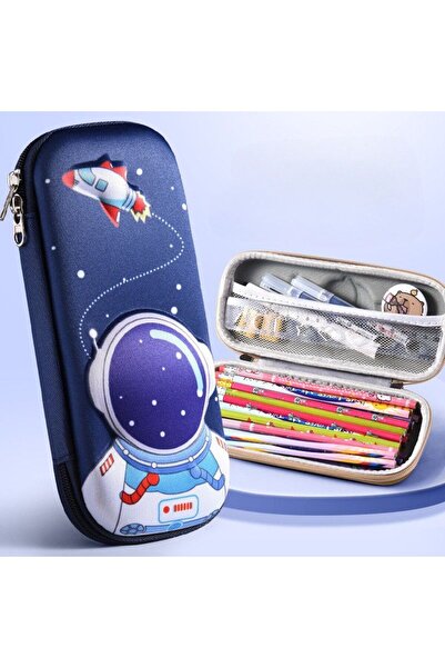 idei Cutie de Pixuri Rigidă EVA cu Relief 3D Astronaut Spațial Bleumarin, Dim...