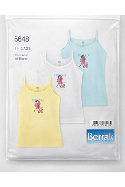 Berrak Girl's 3-Piece Lycra Cotton Strap Tank Top Set - Tokyo Printed