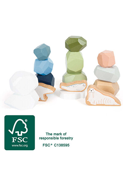 Small Foot Pietre de echilibru "Arctic" – 11 pietre din lemn certificate FSC,...