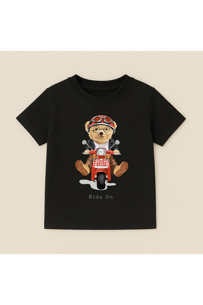 SVART WEAR Παιδικό και εφηβικό μπλουζάκι με στάμπα αρκουδάκι, βαμβακερό, με κ...