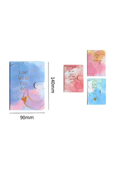 idei Caiet Mic A6 cu Clapetă Magnetică, Design Marmură Fluid Pastel cu Inimă ...