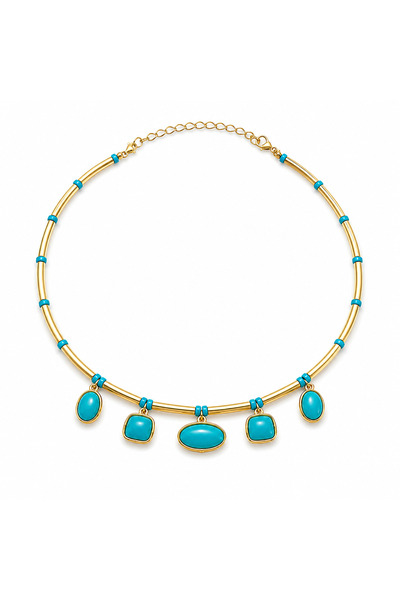 Venus Design Colorful Bead Gold Necklace