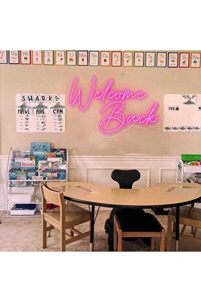 Slasa Welcome Back LED Neon Sign with 6mm Acrylic Base, School, Classroom & S...