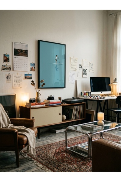 LunaRe Home Art&Design Modern Minimal Soyut Bohem Ahşap Çerçeveli Tablo Çerçe...