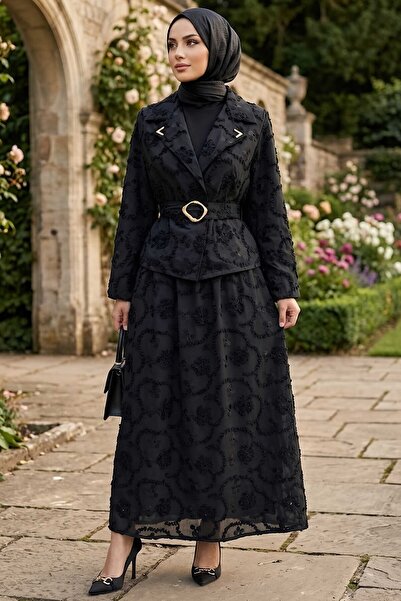 TOFİSA Комплект от две части с пола с колан, черен - 28645-BLACK