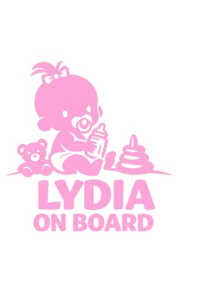 OEM Autocolant decorativ auto  "LYDIA LA BORD ", 10cm, Roz