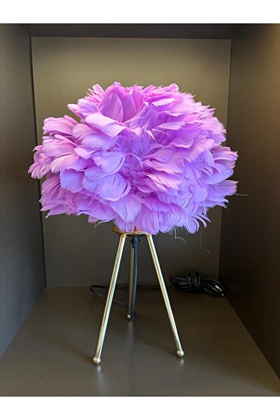 Hinora Pink Feathered Gold-Legged Stylish Lampshade 42 cm