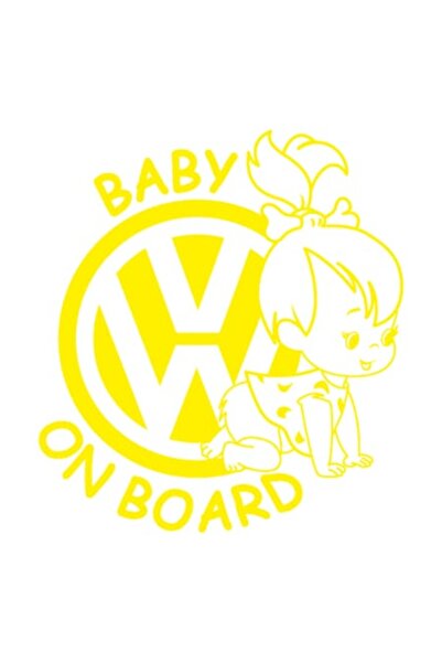 OEM Autocolant decorativ auto  "BEBE LA BORD ", Model VW, 10cm, Galben