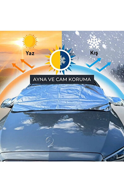 Asdelya Ayna ve Ön Cam Koruyucu Örtü – 4 Mevsim Branda Metalize Araç Güneş, K...
