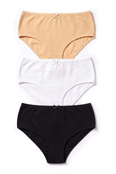Öts Women's 3-Piece Cotton Panties Elastic High Waist Daily Comfortable Cut (...