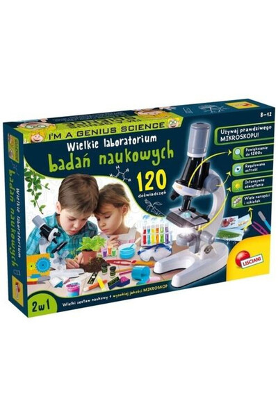 Lisciani Set stiintific Laboratorul Micului Geniu 2 in 1, cu microscop, 120 e...