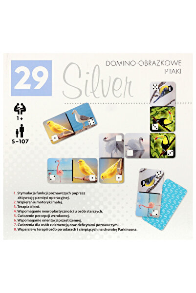 Silver Joc educativ domino, pasari, argintiu, set