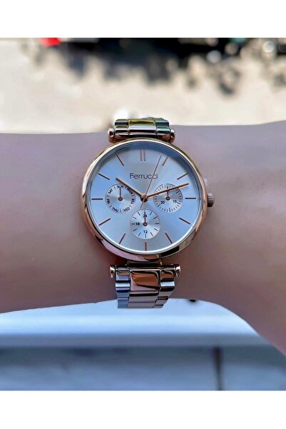 Ferrucci Kadın Rose Gold Metal Kordon Çok Göstergeli Kol Saati 2 Yıl Garantili