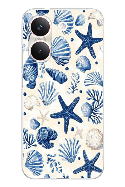 TechTree POCO X8 PRO Uyumlu Mavi Deniz Kabuğu ve Yıldız Desenli Baskılı Silik...
