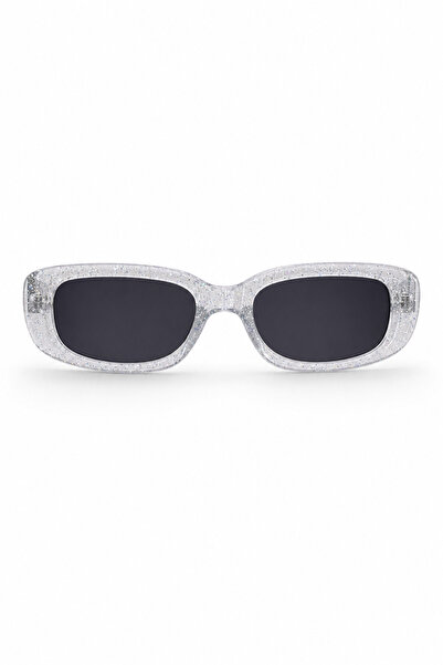 Jack Ferrero Uv Protection Rectangular Sunglasses with Glitter Transparent Fr...