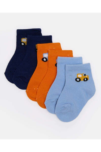 REDTAG Infant Boys Assorted Ankle Socks Set (Pack Of 3)