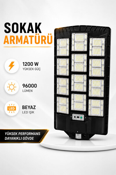 Badem10 Sokak Armatürü 1200W 96000 Lümen Kumandalı LED Dış Mekan Bahçe Yol Ay...