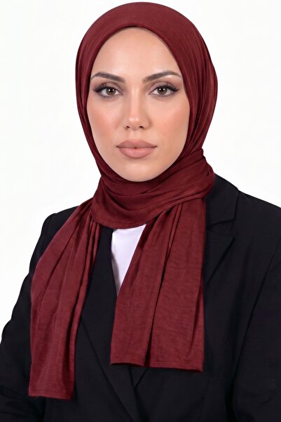 hadiora شال نسائي من القطن الممشط بتصميم عملي جاهز للارتداء بلون بورجوندي مع ...
