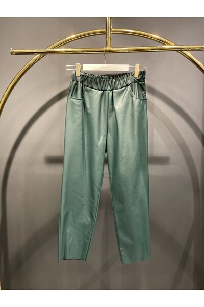 ALANURMODA 18135 بنطلون جلد زمردي