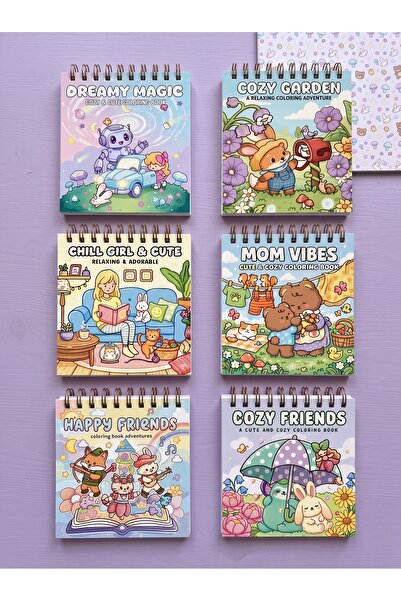 FARCY 6'Lı Mini Boyama Kitabı Seti KALIN SAYFALAR (6 Adet)