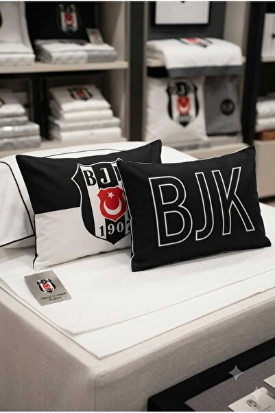 Zorluteks Lisanslı BJK Siyah Beyaz Taraftar Desenli Out Yastık Kılıfı - 50x70...