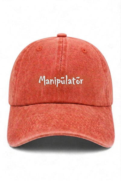 ŞapkaMania "Manipulator" Written Orange Embroidered Washable Vintage Unisex Hat