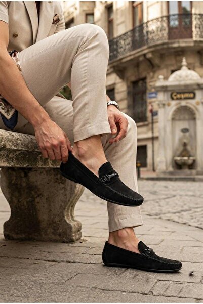 Mehmet Mete 31058 Black Suede Genuine Leather Loafer Men's Ballet Flats Men's...