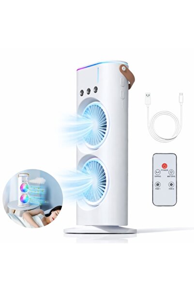 MACVI Ventilator portabil cu pulverizare și cap dublu — Răcire rapidă! ❄️ 💧