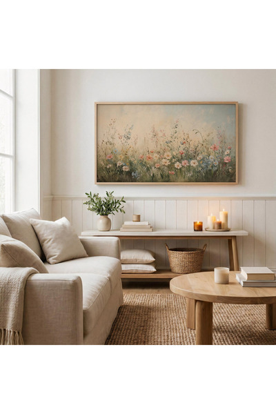 dekorodam Ahşap Çerçeveli Panoramik Oturma Odası Salon Tablosu