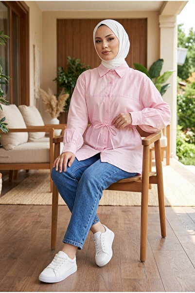 PALME D'OR Women's Belted Hijab Shirt Kupra Look Tunic