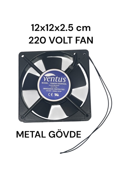 220 volt soğutma fanı 12x12x2.5 cm metal gövde