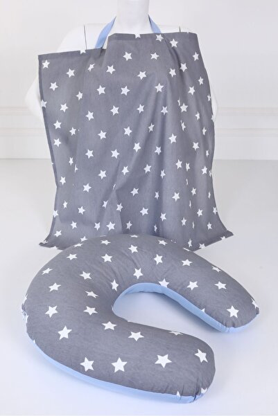Empressco Comfortable Breastfeeding Pillow and Bib Set, Cotton Fabric, Dark G...