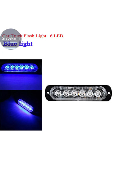 OEM Led φάρος slim 18w με 6 led 12/24V Μπλέ - Flash Light Bar Car VODOOL119