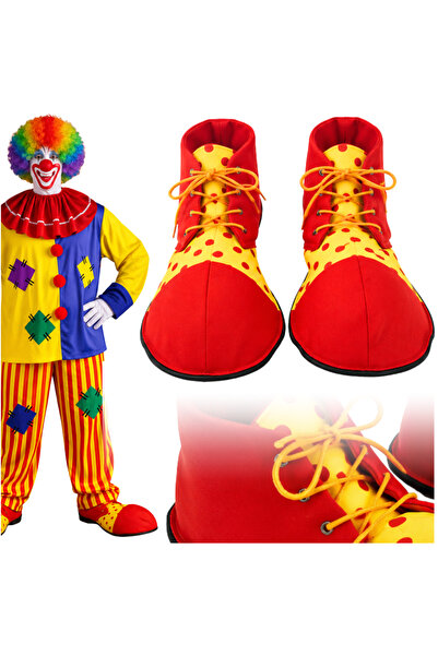 Korbi Pantofi de costum de clovn supradimensionați, roșii și aurii